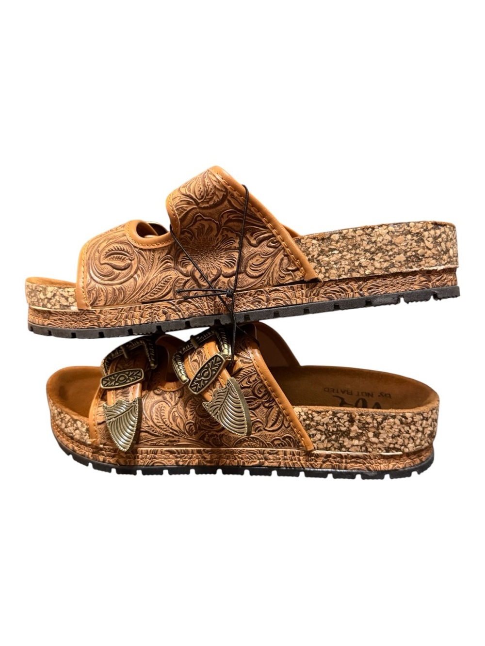 Not Rated Western Tooled Double Buckle Slide Sandals Women’s Size 6 NWOB - Picture 3 of 7